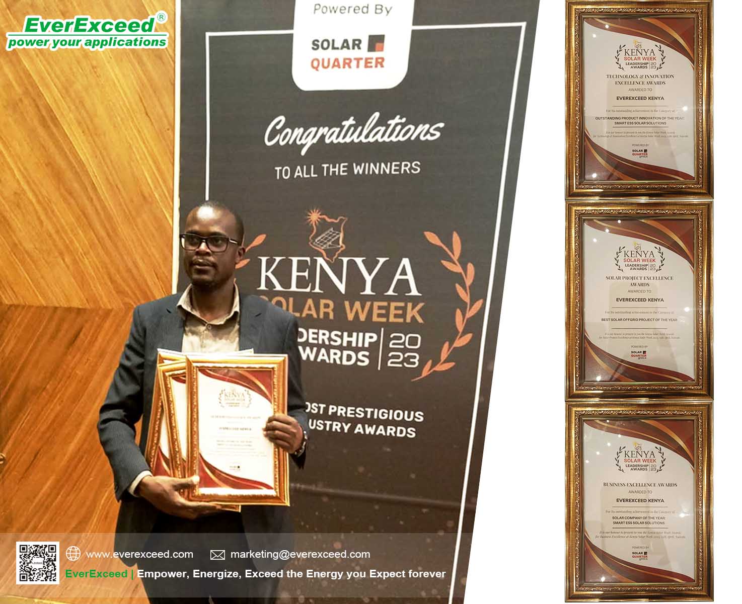 EverExceed Kenya hat bei der Kenya Solar Week 2023 drei Excellence Awards gewonnen