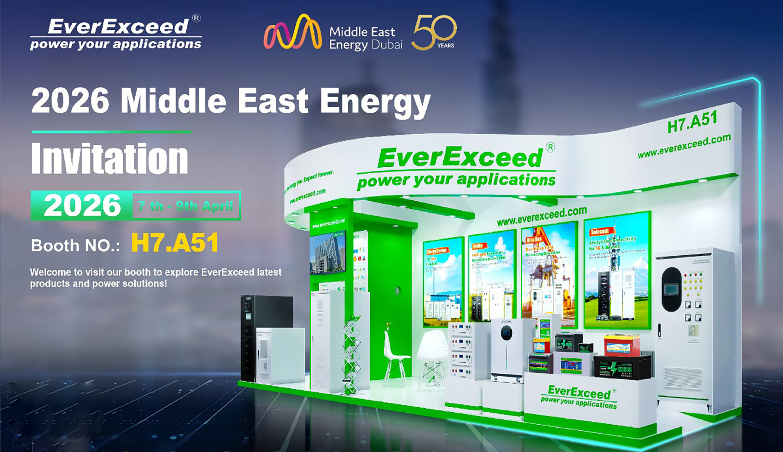 Besuchen Sie EverExceed auf der Middle East Energy 2026 – Zuverlässige Stromversorgung für kritische Energiebranchen.